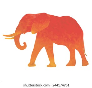 Watercolor red elephant