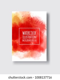 Watercolor red, fire, yellow color design banner. Vector illustration