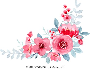 Watercolor red flower bouquet for background, wedding, fabric, textile, greeting, card, wallpaper, banner, sticker, decoration etc.