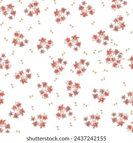 Fondo del formato del vector del diseño del patrón de las flores rojas de la acuarela con el patrón blanco lindo de la flor. Bufanda, estilo, diseño rústico, retro y vintage. Para textil, moda, decoración, papel pintado 