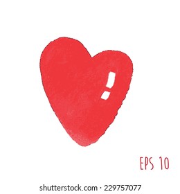 Watercolor red heart with patch of reflected light. Valentine's day. vector illustration 3