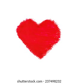 Watercolor red heart pattern. Hand drawn love sign aqua color wet template on white. Vector isolated watercolor painting.