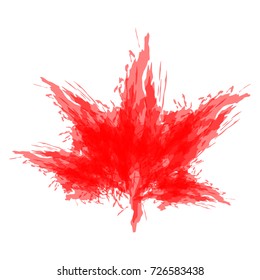 Watercolor red leaf Canada