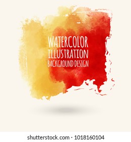 Watercolor red orange pant stain on white background