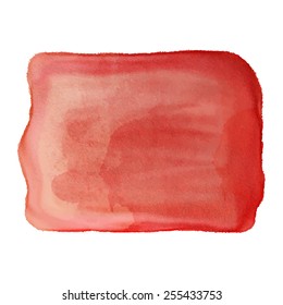 Watercolor red paint stain isolated on a white background. Art abstract. Frame 