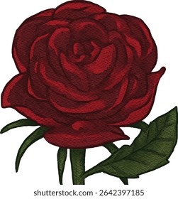 watercolor red rose isolated on white