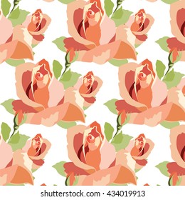 Watercolor Red Roses Card background. Vintage Vector Pattern Red Roses texture, textile, wallpaper, background