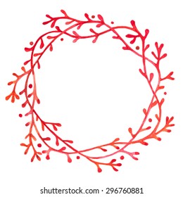 Watercolor Red Wreath