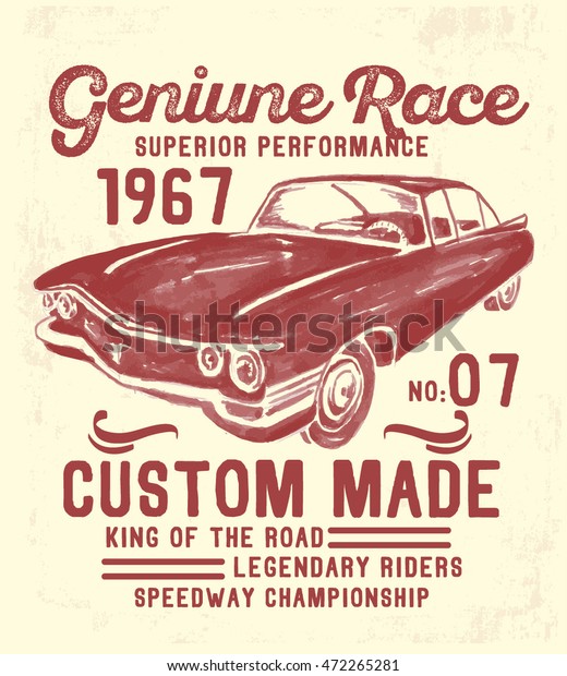 Watercolor retro car with typography. Vintage\
car vectors.