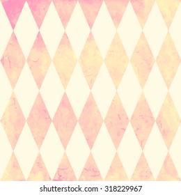 Watercolor rhombus seamless pattern. Geometric abstract watercolor vector background