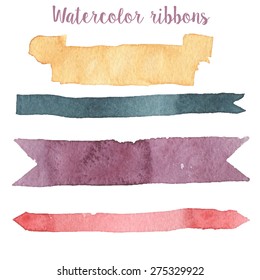 Watercolor ribbons in vector