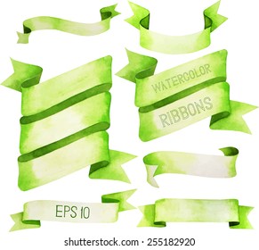 Watercolor ribbons. Vector design elements