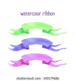 Watercolor ribbons. Vector illustration.