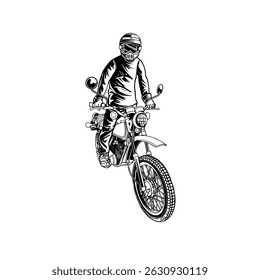 Watercolor riding motorcycle vector set icon