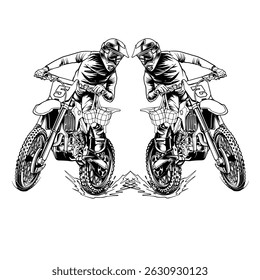 Watercolor riding motorcycle vector set icon