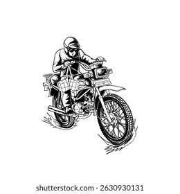 Watercolor riding motorcycle vector set icon