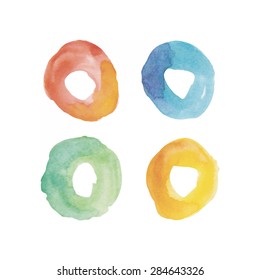 Watercolor rings isolated in white