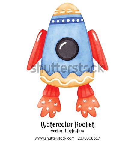 Watercolor Rocketship, Rocketship vector illustration, spaceship