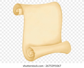 Watercolor rolled antique parchment scroll banner vector.