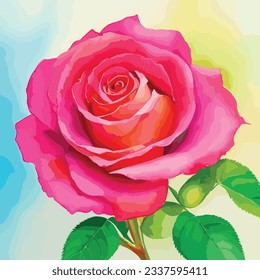 Watercolor rose blooming against a textured painted background