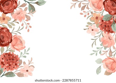Bordure de fleur rose à l'aquarelle pour le mariage, l'anniversaire, la carte, l'arrière-plan, l'invitation, fond d'écran, autocollant, décoration, etc.
