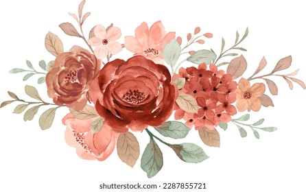 Watercolor rose flower bouquet for background, wedding, fabric, textile, greeting, card, wallpaper, banner, sticker, decoration etc.