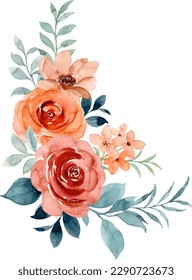 Watercolor rose flower bouquet for background, wedding, fabric, textile, greeting, card, wallpaper, banner, sticker, decoration etc.