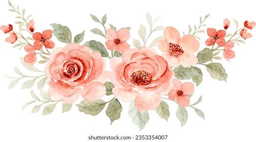 Watercolor rose flower bouquet for background, wedding, fabric, textile, greeting, card, wallpaper, banner, sticker, decoration etc.