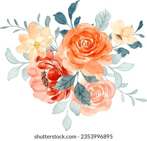 Watercolor rose flower bouquet for background, wedding, fabric, textile, greeting, card, wallpaper, banner, sticker, decoration etc.