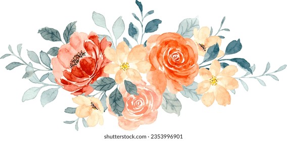 Watercolor rose flower bouquet for background, wedding, fabric, textile, greeting, card, wallpaper, banner, sticker, decoration etc.