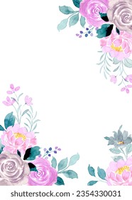 
Watercolor rose flower frame for wedding, birthday, card, background, invitation, wallpaper, sticker, decoration etc.