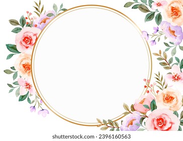 Watercolor rose flower frame for wedding, birthday, card, background, invitation, wallpaper, sticker, decoration etc.