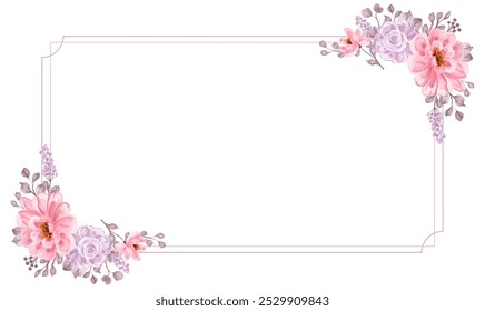 Watercolor rose flower frame for wedding, birthday, card, background, invitation, wallpaper, sticker, decoration etc.