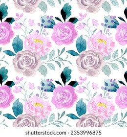Watercolor rose flower seamless pattern for background, fabric, textile, fashion, wallpaper, wedding, banner, sticker, decoration etc.
