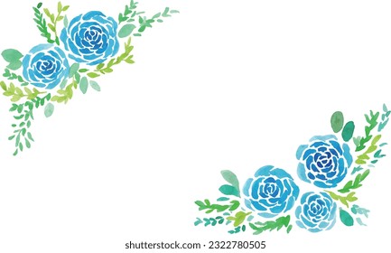 Watercolor. Watercolor rose vector illustration. Watercolor touch rose frame background.