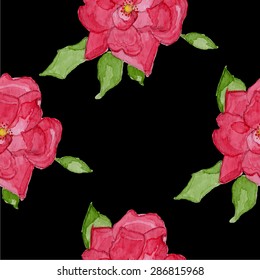 watercolor rosehip seamless pattern, vector eps 8