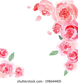 Watercolor Roses Background Vector