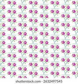 Aquarela rosas padrão floral sem costura sobre fundo branco