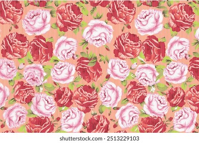 Watercolor roses flowers. floral Seamless pattern