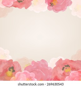 Watercolor Roses With Gradient Mesh, Vector Illustration