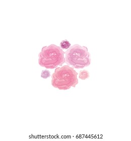 Watercolor roses on white background. Vector illustration 