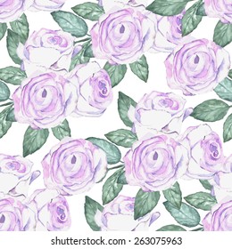Watercolor roses pattern. Background for wedding invitations, save the date cards. Seamless print