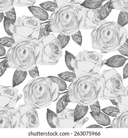 Watercolor roses pattern. Background for wedding invitations, save the date cards. Seamless print