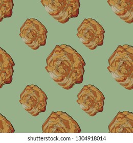 Watercolor roses seamless pattern on turquoise background. Freedom style fabric, covers, making, wallpaper, print, gift wrapping. -Vector graphics