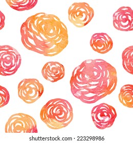 Watercolor roses seamless pattern. Vector illustration