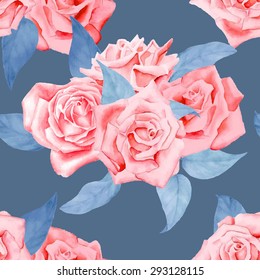 Watercolor roses trendy pattern