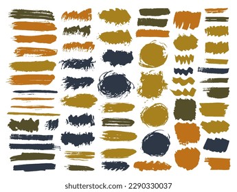 Lot d'images vectorielles de brosse brute à l'aquarelle. Les objets artistiques sont marqués par un tache d'encre dessinée à la main. Collection d'arrière-plan de bannières Web de spatter blot. Dessin des taches acryliques de trait de brosse.