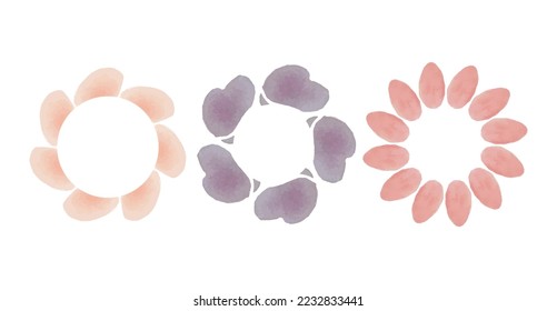 watercolor round frame vector  set  