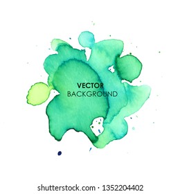 Watercolor round spot spray isolated on white background. Abstract green stain for banners, backgrounds, print and buttons.