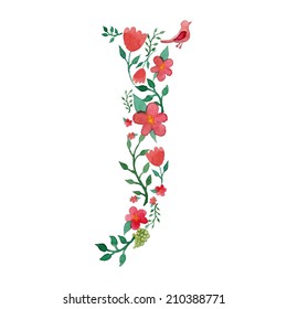 Watercolor Royal Floral Monogram J In Vector